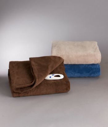 LivingQuarters Solid Color Fleece Electric Throw