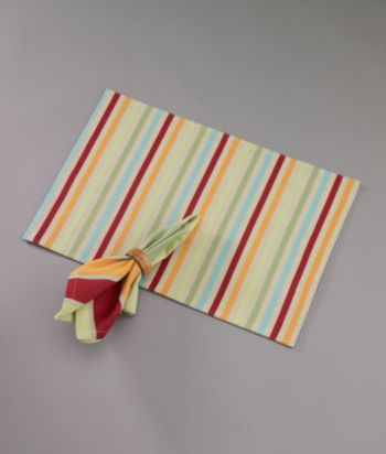 Sateen Stripe Place Mat & Napkin by LivingQuarters