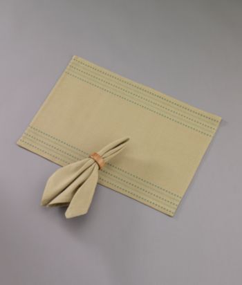 Madison Dobby Stripe Place Mat & Napkin by LivingQuarters - Beige
