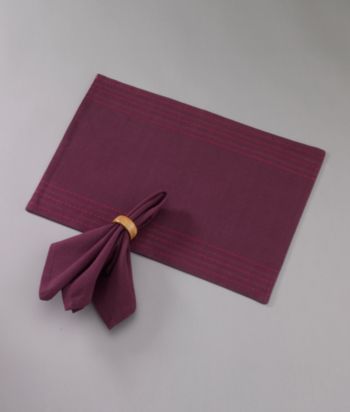 Madison Dobby Stripe Place Mat & Napkin by LivingQuarters - Purple