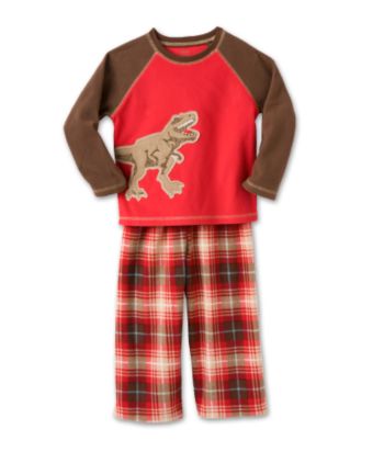 Carter's® Boys' 2T-4T Plaid Dino Fleece Sleep Set - Red/Brown