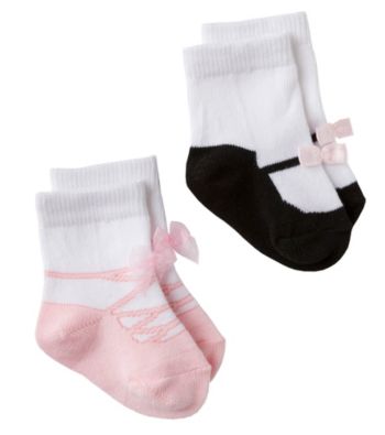Cuddle Bear® Baby Girls' Pink/Black 2-pk. Maryjane Booties