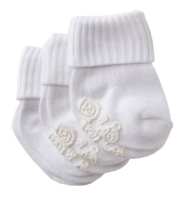 Cuddle Bear® Baby White Gripper Booties
