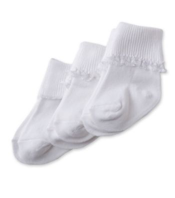 Cuddle Bear Baby Girls' 3-Pack Lace Sock - White