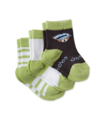 Cuddle Bear Baby Boys' 3-Pack Pattern Booties - Green Train