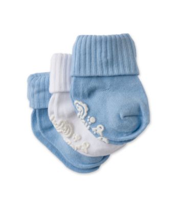 Cuddle Bear® Baby Boys' Blue/White 3-pk. Gripper Booties