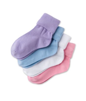 Miss Attitude Girls' 4-Pack Turn Cuff Sock - Pastel Combo