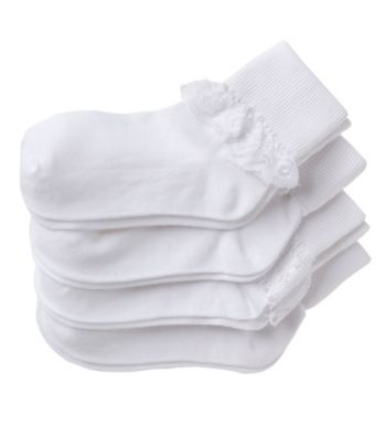 Miss Attitude Girls' 4-Pack Lace Sock - White