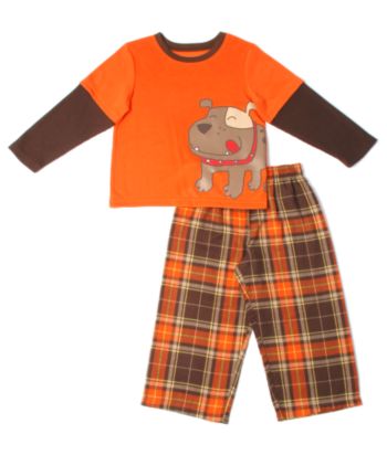 Carter's® Baby Boys' and 2T-7 Plaid Dog 2-Piece Sleep Set - Brown/Orange