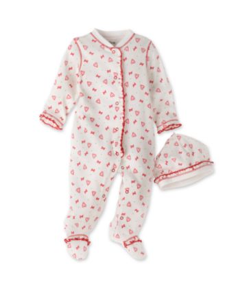 Little Me Baby Girls' Candy Cane Footie - Red/Ivory