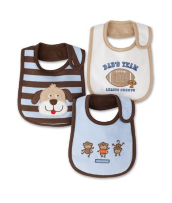 Carter's® Baby Boys' 3-Pack Teether Bibs - Blue/Brown