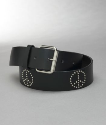 Fantas-Eyes Studded Peace Sign Belt - Black