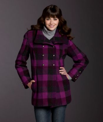 Ruff Hewn Stand Collar Buffalo Plaid Officer's Coat - Gwyn Violet