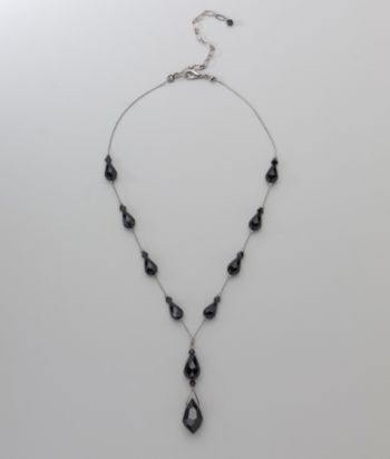 Social Occasion Y-Necklace with Teardrops - Jet