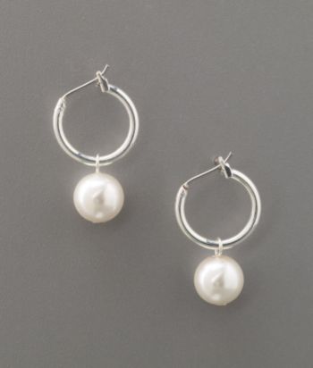 Studio Works® Pearl Click-It Hoop Drop Earrings - White