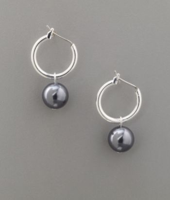 Studio Works® Pearl Click-It Hoop Drop Earrings - Dark Gray