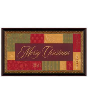 LivingQuarters Holiday Framed Art - Patchwork Merry Christmas