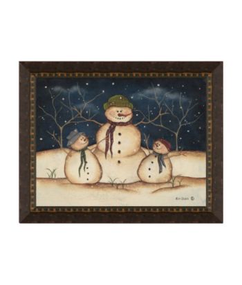 LivingQuarters Holiday Framed Art - Three Snowmen