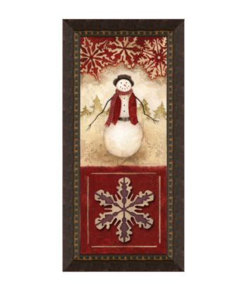LivingQuarters Holiday Framed Art - Snowman with Snowflake