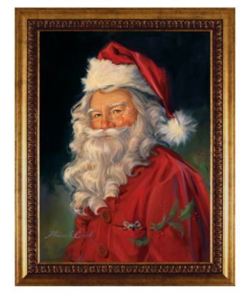 LivingQuarters Holiday Framed Art - Santa with Friend