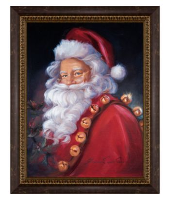 LivingQuarters Holiday Framed Art - Santa with Bells