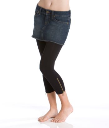 Just One Juniors' Zipper Cropped Leggings - Black