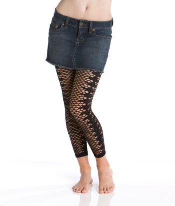 Just One Juniors' Allover Cutout Cropped Leggings - Black