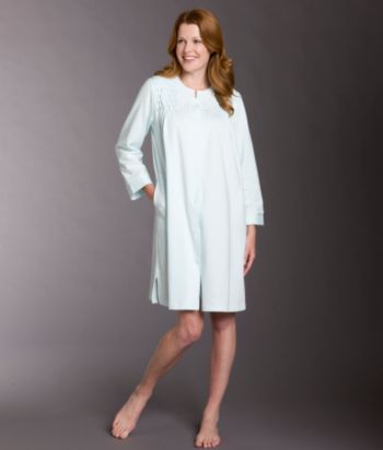 Miss Elaine® Silky Knit Short Robe - Aqua