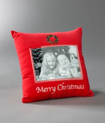 LivingQuarters Decorative Holiday Photo Pillow - Merry Christmas