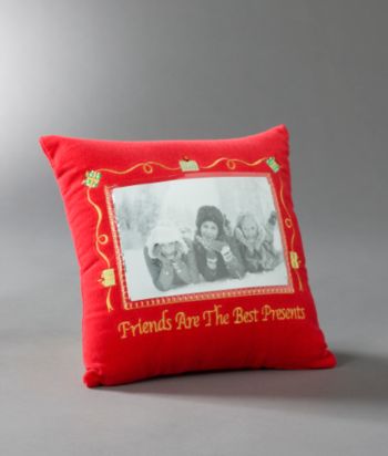 LivingQuarters Decorative Holiday Photo Pillow - Friends are Presents