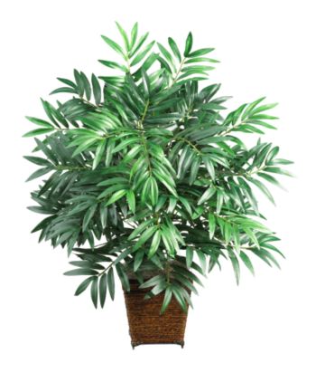 Nearly Natural® Bamboo Palm with Wicker Basket Silk Plant