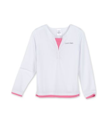 Calvin Klein Girls' 5-16 Lounge Top - White/Pink