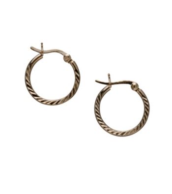 24K Gold-Over-Sterling Silver Small Ridge Hoop Earrings