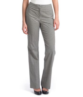 Liz Claiborne New York Jackie Gingham Straight-leg Pants - Black/Dark Cream