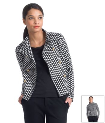 Liz Claiborne New York Jacquard Honeycomb-print Ponte Jacket - Black/Cream