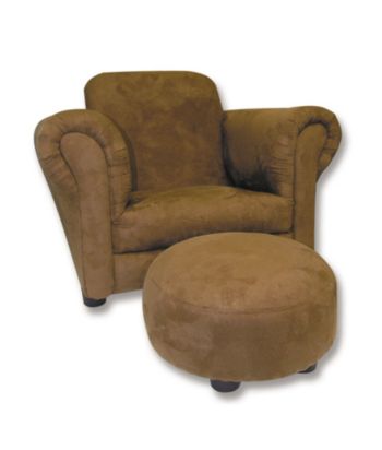 Trend Lab Stuffed Club Chair with Ottoman - Solid Brown