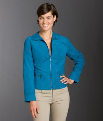 Studio Works Petites' Faux-suede Zip-front Jacket