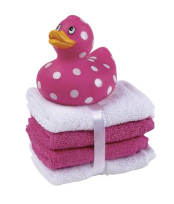 Elegant Baby® Baby Girls' Ducky Washcloth Set - Pink/White