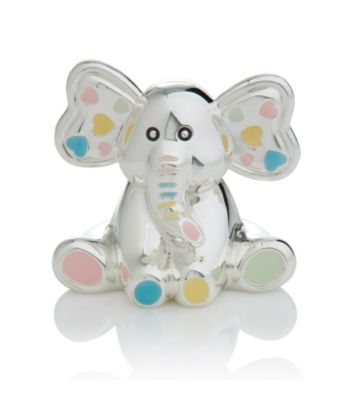 Elegant Baby® Baby Elephant Bank - Silver/Multi Pastels