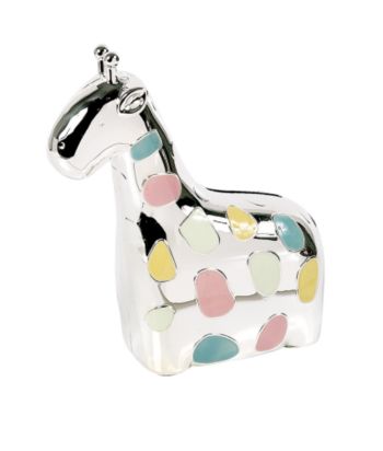 Elegant Baby® Baby Giraffe Bank - Silver/Multi Pastels