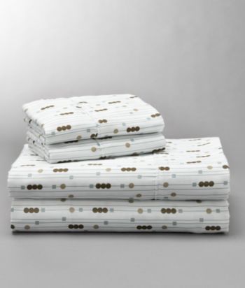 LivingQuarters 250-Thread Count Sheet Set- Geo Stripe