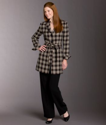 LeSuit® 2-pc. Plaid Long Coat & Pants Suit Set - Black/Beige