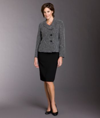 Kasper® 2-pc. Tweed Asymmetrical Skirt Suit - Black/White