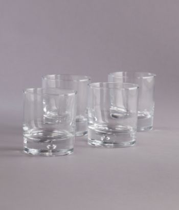 LivingQuarters Specialty Bubble Set of 4 Double Old Fashioned Glasses