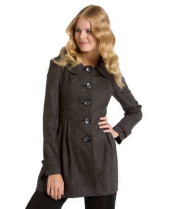 A. Byer Juniors' Single-breasted Babydoll Jacket - Black