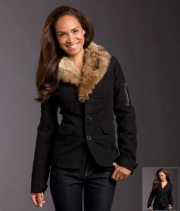 Ruff Hewn Faux-fur Collar Jacket - Midnight Black