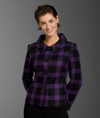 Briggs® Petites' 4-button Point Collar Jacket - Purple/Black