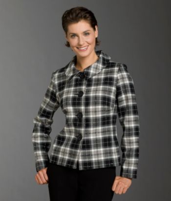 Briggs® Petites' 4-button Point Collar Jacket - Black/Cream