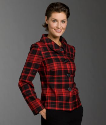Briggs® Petites' 4-button Point Collar Jacket - Red/Black Plaid