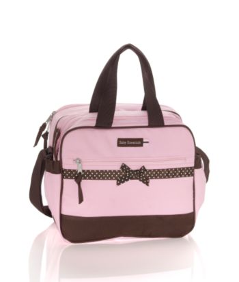 Baby Essentials Baby Girls' Pink Ribbon Cooler/Diaper Bag - Pink/Brown